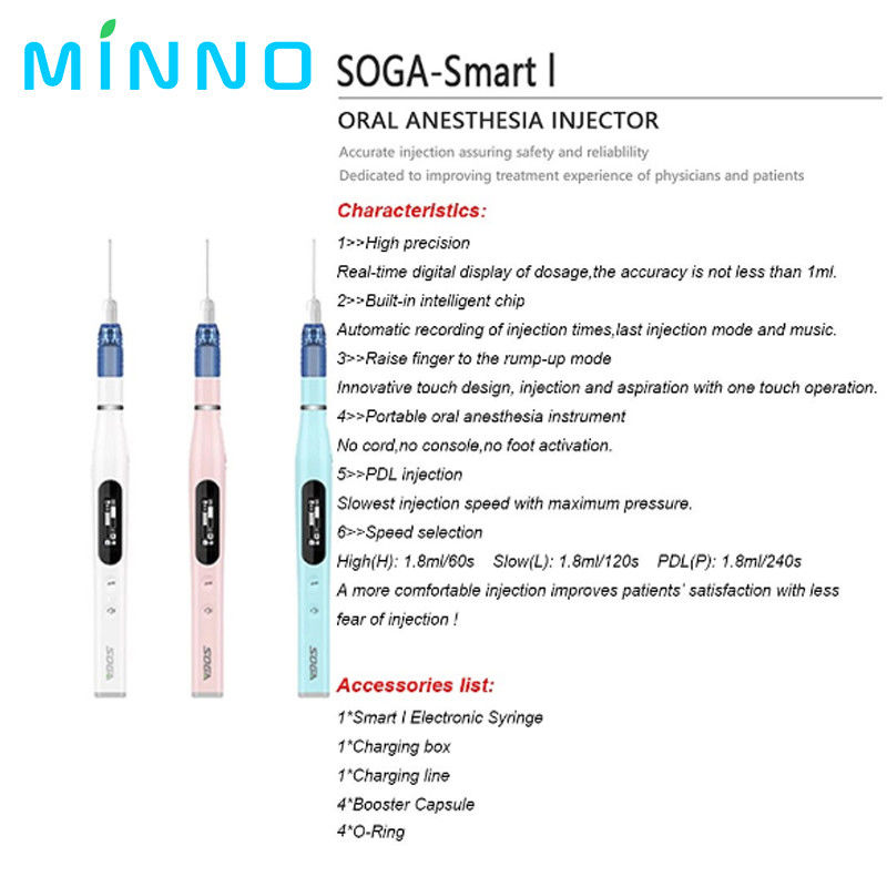 Anestesia Dental Oral Injector Portátil Indolor Wireless Anestesia Local com Display LCD Operável Carregável & Sucti