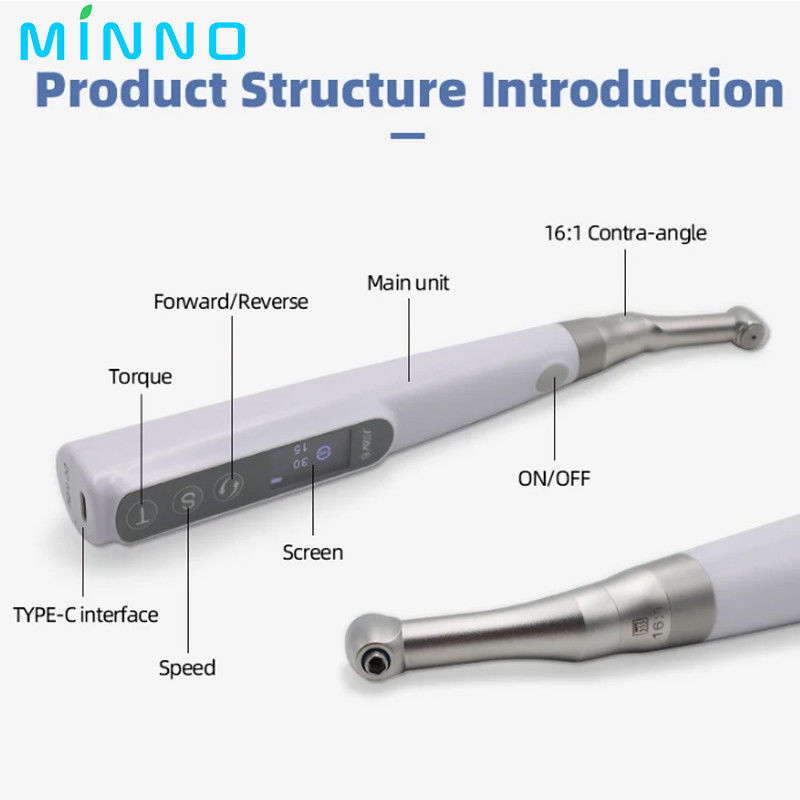 Motor de chave de torque de implante dentário elétrico portátil 16/1 contra ângulo universal Kit de reparo de implantes