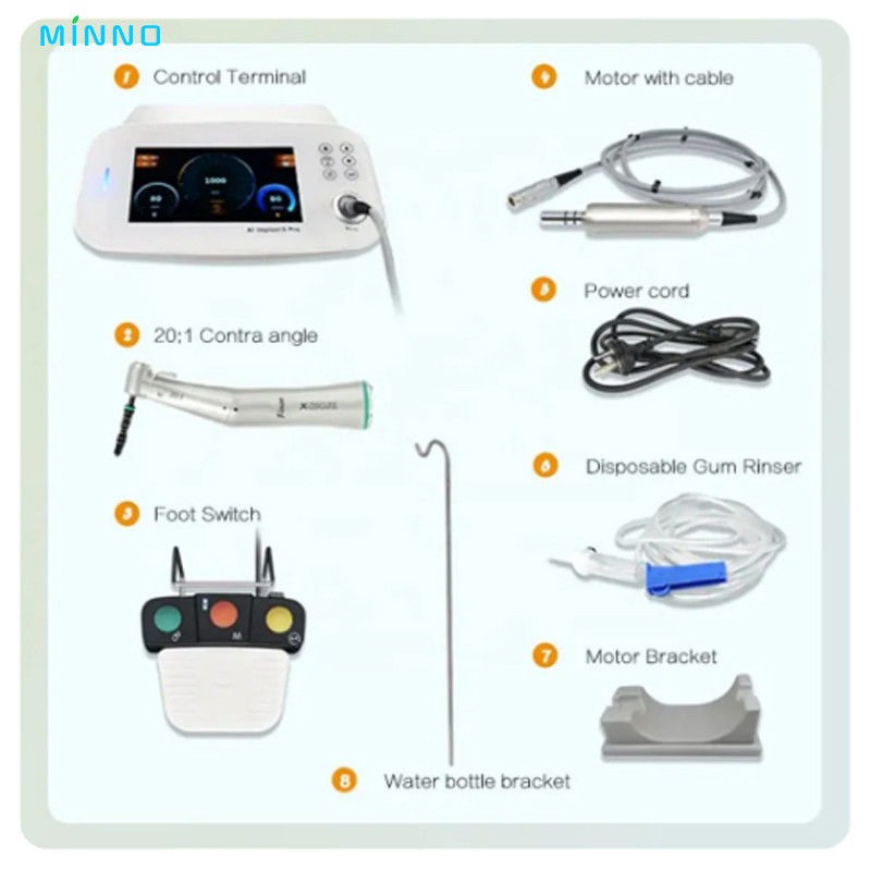 Motor de implante dentário Full Touch Screen com ângulo de fibra 20:1 Piezo Surgey Equipamento Implante Máquina